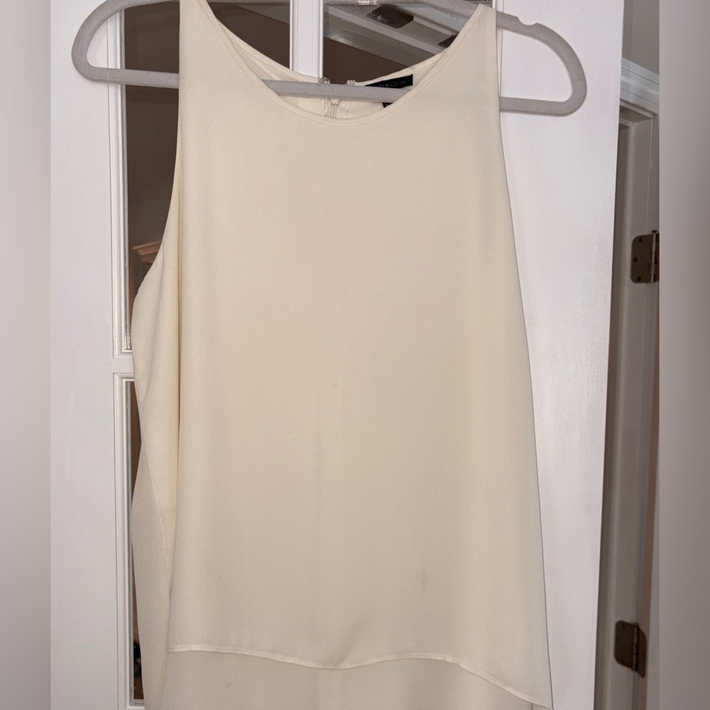 Sleeveless white blouse. Chiffon Layered bottom and longer back. Large - Picture 8 of 13